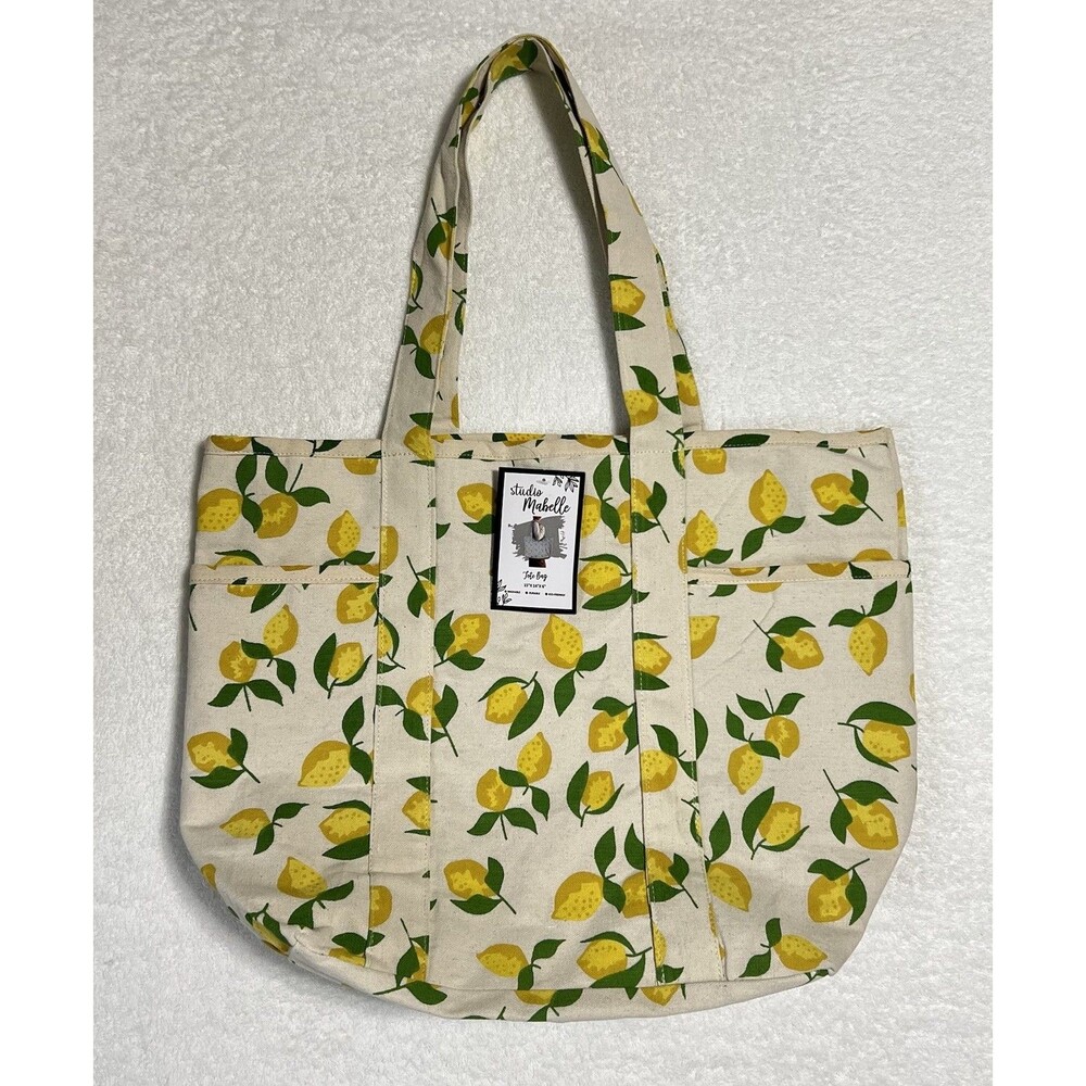 Studio Mabelle LEMONS Reusable Tote Bag 100% Cotton Canvas Ecofriendly